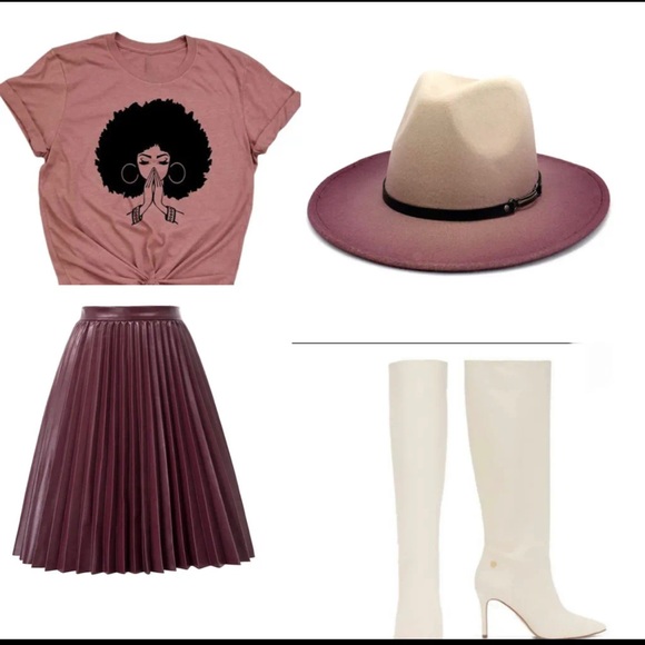 Pleated Faux Leather Skirt (Black or Burgundy) - Picture 2 of 6